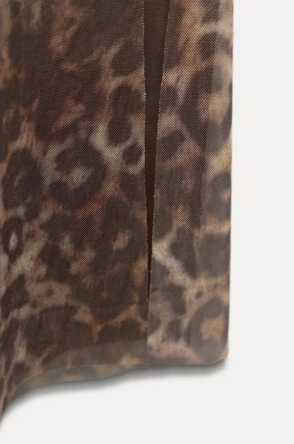 Zara Maxi Dress Mesh Cheetah Animal Print Leopard Bodycon Fitted - Image 25