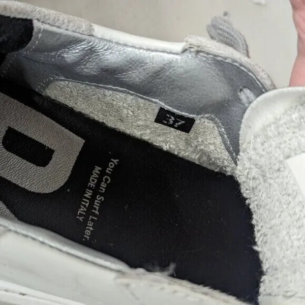 NEW P448 Thea White Leather Suede Sneaker Logo EUR 37 6.5-7 low top shoe sparkly - Image 4