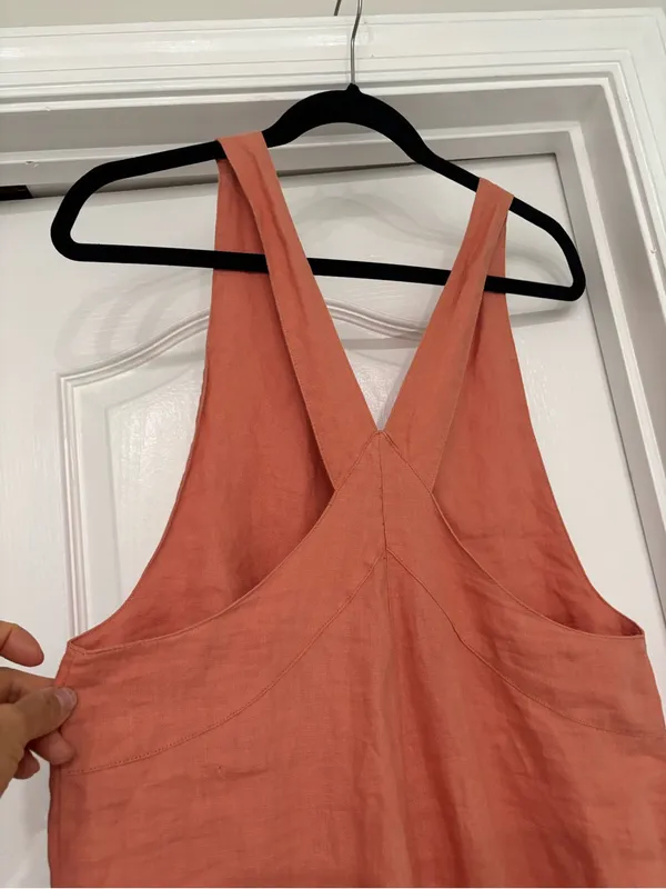 Rhythm V-Neck Button Front Wide-Leg Jumpsuit in Terracotta - Image 3