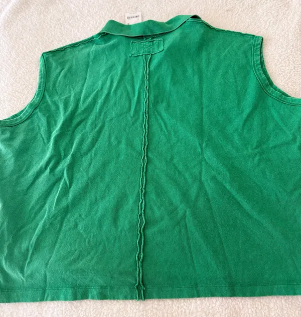 NWT We The Free Free People Sleeveless Polo Top XS Green - Image 4