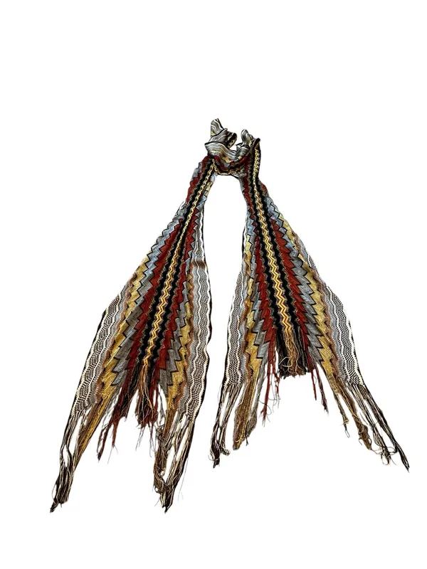 Missoni Zig Zag Chevron Multi Purpose Scarf Belt Head Wrap Boho Fringe - Image 2