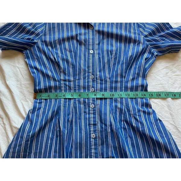 NWOT Evereve Striped Delaney Mini Shirt Dress Medium Blue/White - Image 7