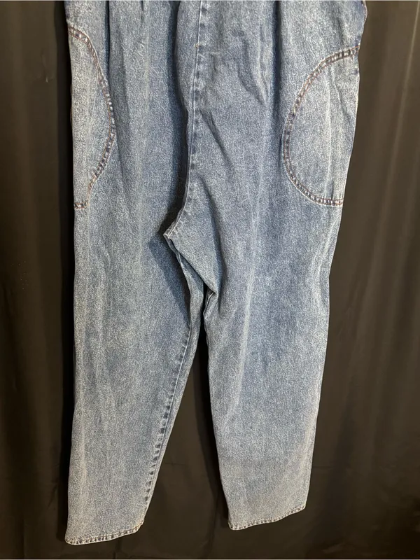 D’Roci Maternity Denim Overalls with Embroidered Bear Patch Pocket size Medium - Image 3