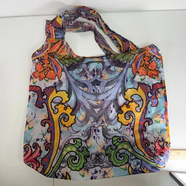 Johnny Was Tote Bag Multicolor Reusable Paisley Floral Elephant Foldable Boho - Image 4