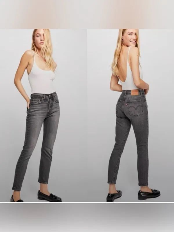 Levi’s Premium 501 Skinny Jeans Gray Black Wash W28 L28 - Image 2