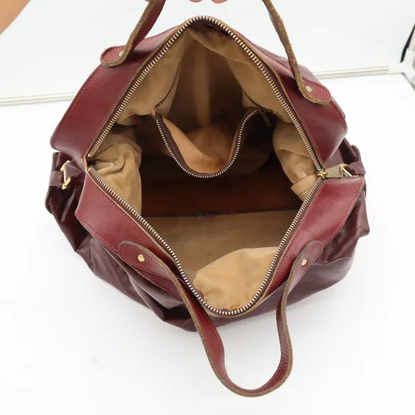Unbranded Hobo Bag Womens OS Slouchy Burgundy Leather Large Zip Top Good - Image 8