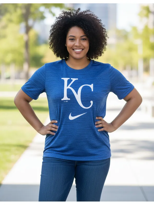 Nike Dri-Fit Kansas City Royals KC Blue Space Dye T-Shirt Short Sleeve - Image 5