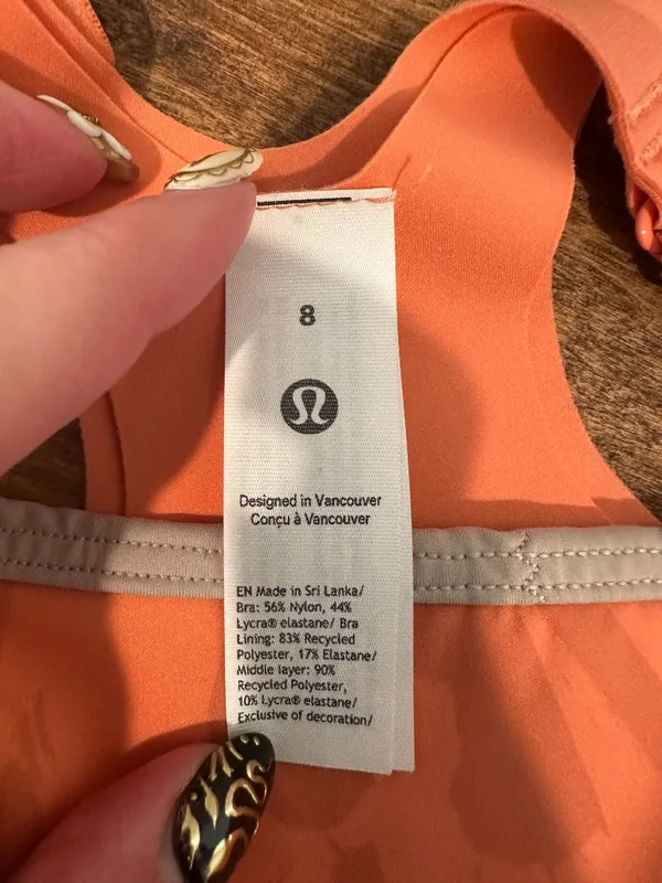 Lululemon Ultralu Square Neck Medium Support Sports Bra Orange Size 8 - Image 4