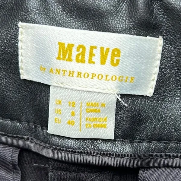 Maeve by Anthropologie Black Faux Leather High Waisted Pants US Size 8 - Image 12