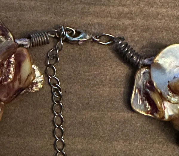 Triple Strand Abalone Shell Necklace Brown - Image 5