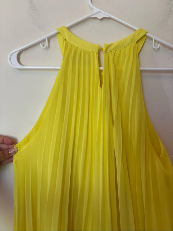ZARA Pleated Halter Neck Sleeveless A-Line Mini Dress Yellow Sz XS - Image 11