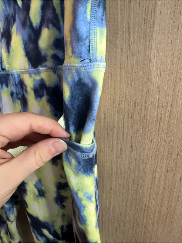 Ideology Yellow and Navy Tie-Dye Active Leggings Size XL - Image 2