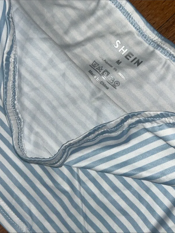 SheIn Striped Blue & White Tube Top & Maxi Skirt - Women Medium - NEW - Image 3