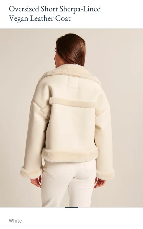 Abercrombie Oversized Short Sherpa-lined Vegan Leather Coat - Image 4