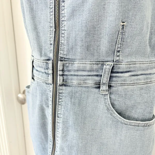 American Eagle Outfitters Light Blue Denim Overalls Dress - Image 4