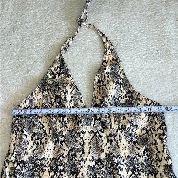 Free People Cecil Halter Mini Dress Snakeskin L Y2K Animal Print - Image 5
