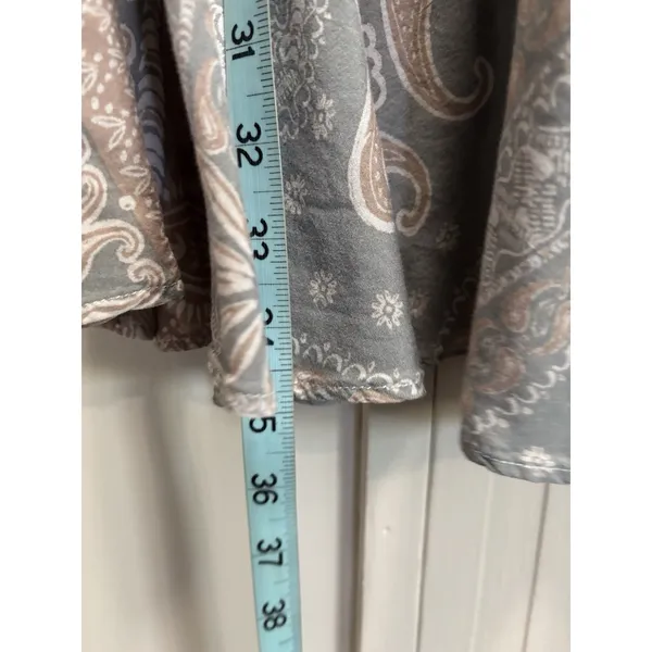 Free People Intimately Paisley Gray/Cream Size L Halter Mini Slip Dress V Back - Image 2