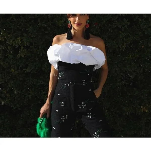 Zara Embroidered Flower Textured Bustier Corset Black Women’s Size Small Party - Image 4