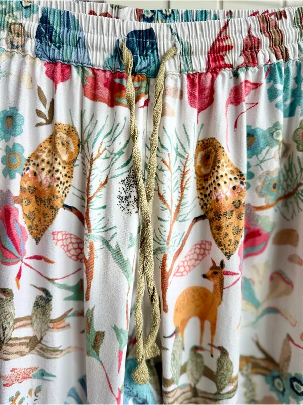 Anthropologie Michelle Morin Animalia Safari Wide Leg Sleep Pants Multicolor XS - Image 5