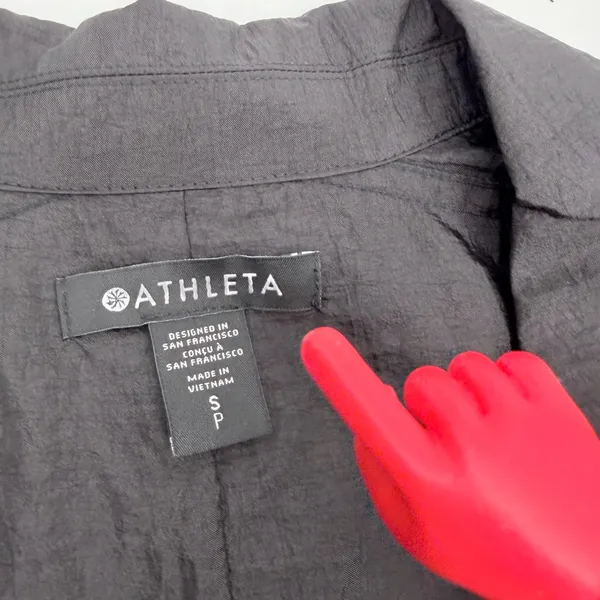 Athleta Shirt Women S Black Lunar Sheen Overshirt Drawstring Snap Gorpcore Nylon - Image 4