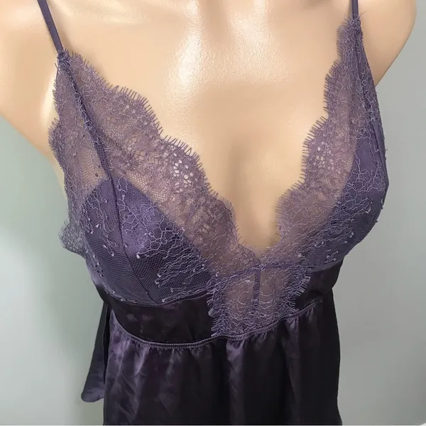 Victorias Secret Purple Lace Lingerie Tank Top Silky - Image 2