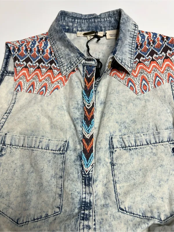 NWT miss me acid wash denim shirt medium - Image 7