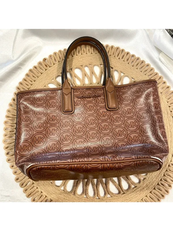 Michael Kors Jodie Small Logo Jacquard Tote Bag in Luggage Tan - Image 3