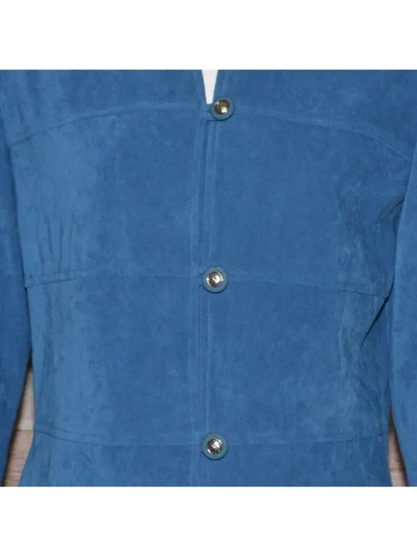 R&K Originals Womens Size 8 Blue Faux Suede Peplum Jacket Blazer Y2K Structured - Image 4