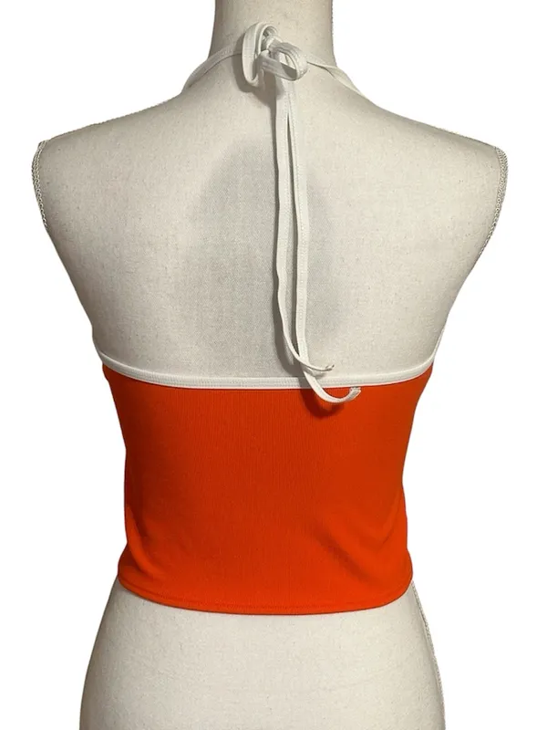Wilo The Label Orange/White Contrast Tankini Swim 2pc Set NWT - Image 3