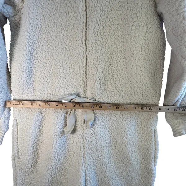 Aerie‎ Sherpa One Piece Pajamas Snow Way Fleece Hooded Onesie Cream White M NWT - Image 8