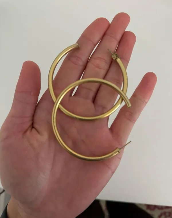 Sheila Fajl Large Brushed Gold Plated Hoops - Image 2