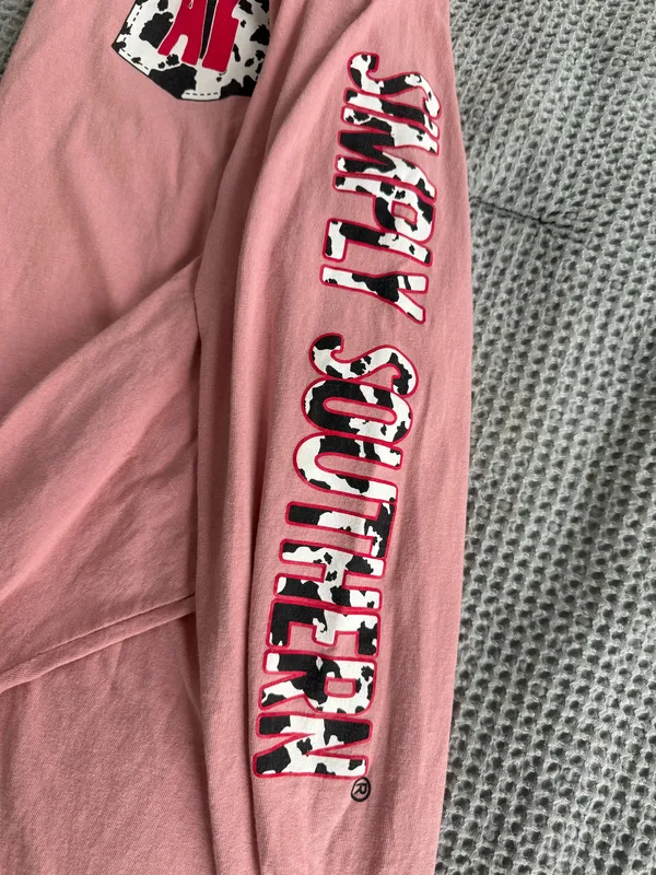 SIMPLY SOUTHERN Pink Cow Print Alabama Long Sleeve - Image 3