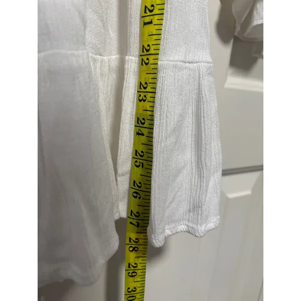 White V-Neck Ruffle Sleeve Smocked Waist Blouse - Image 3