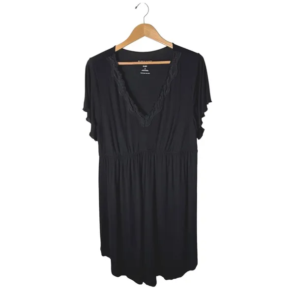 Torrid Super Soft Lace Trim Babydoll Sleep Gown Women 2X Black Nightgown Lounge - Image 2