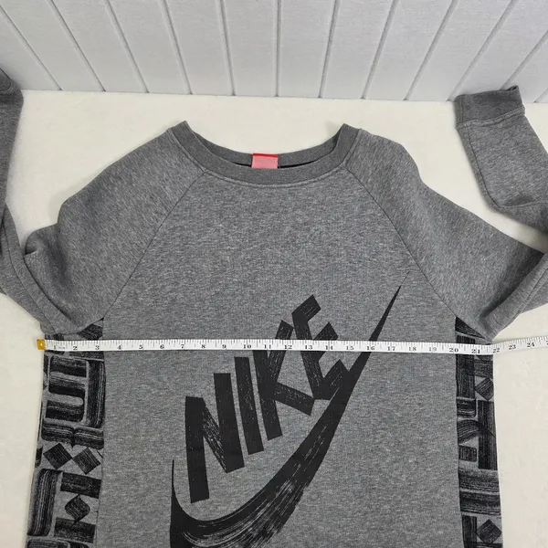 Nike SPORTSWEAR RALLY CREW GRAY Sweatshirt with Black logo Size M‎ - Image 3
