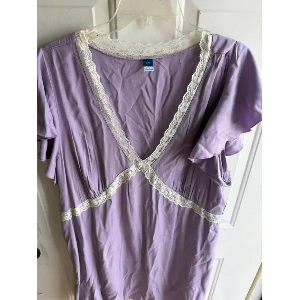 Old Navy NEW Women's‎ XXL Lavender Fit & Flare Crepe Lace-Trim Feminine Pastel Mini Dress - Image 4