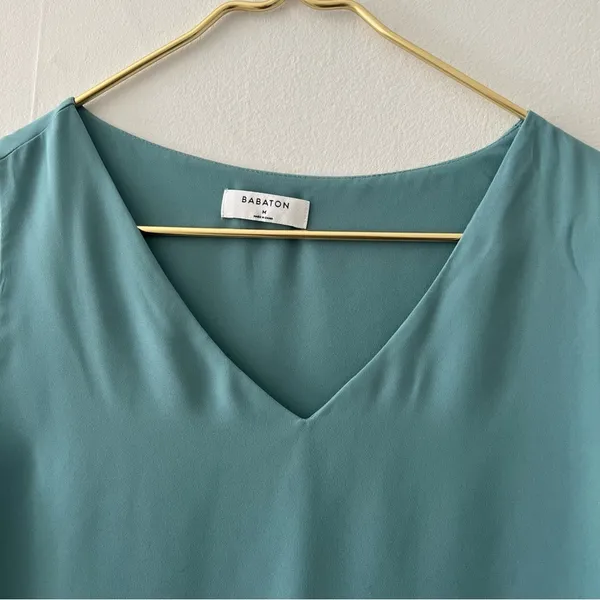 Aritzia Babaton Murphy Sleeveless Teal Blue Blouse - Image 3