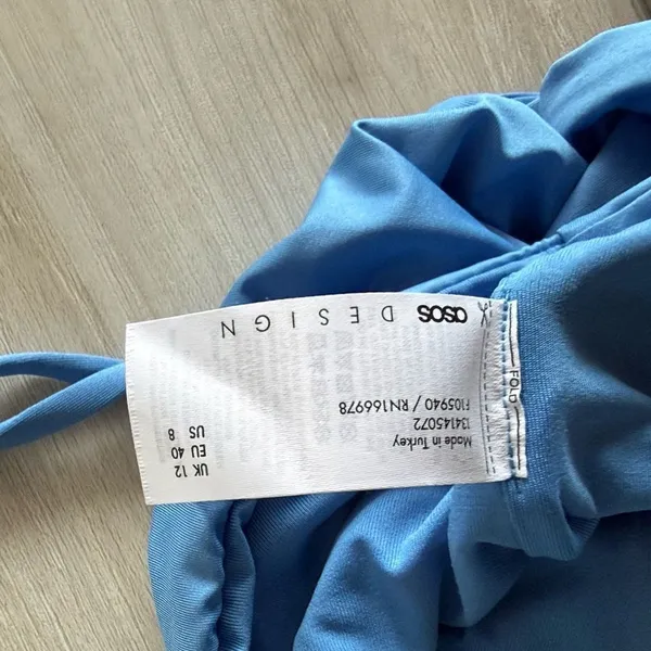ASOS Design Long Line Tankini Bikini Top Blue Size 8 NWT - Image 6