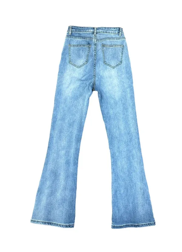 SheIn, size 0, blue, high-waisted flare jeans - Image 2