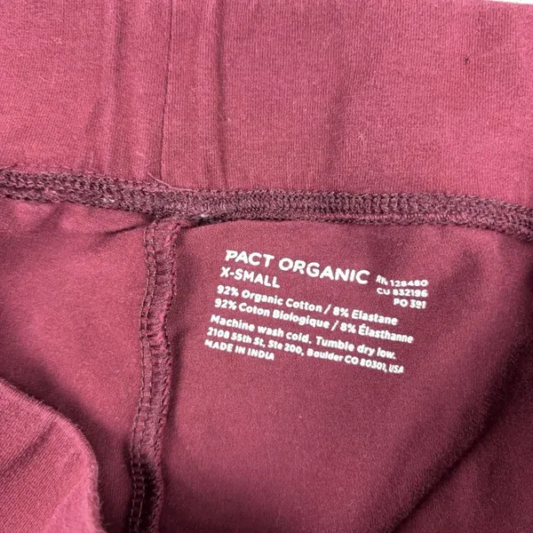 PACT ORGANIC Leggings Womens XS Red Mid Rise Ankle Cotton Stretch Jersey - Image 6