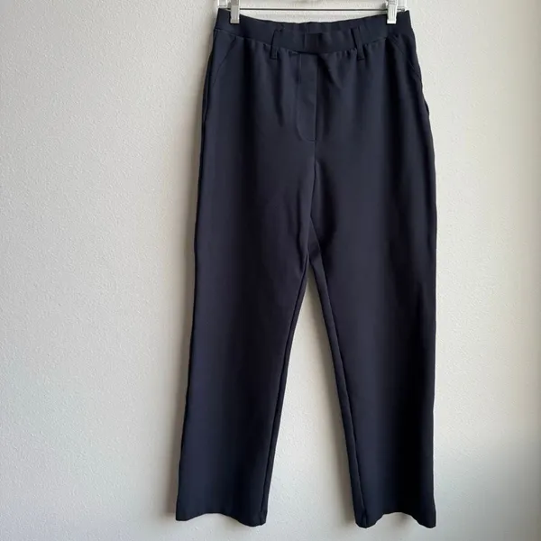Quince Navy Blue Ponte Pants Straight Leg Size Medium 27" Inseam Office Career - Image 2