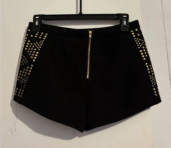 Forever 21 Black and Gold Studded Women's Shorts - Image 2