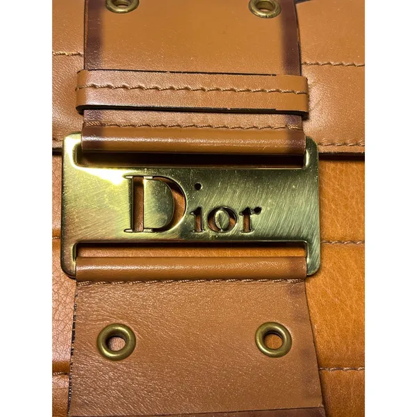 Vintage 2002 Christian Dior Street Chic Columbus Bag Tan Leather Galliano Era‎ - Image 3