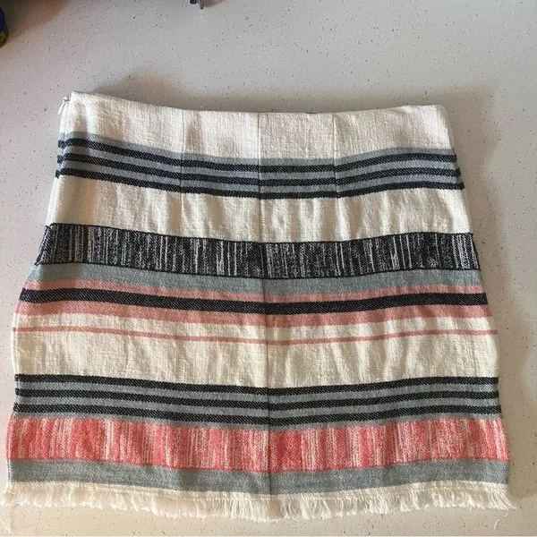 ABBELINE textured canvas striped skirt size small - Image 2