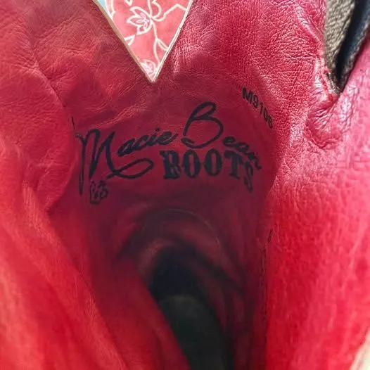Macie Bean Cowgirl Boots Women's Size 9 Floral Tooled Leather - Image 8