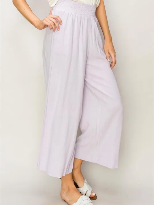 HYFVE Lavender Wide-Leg Smocked Waist Pants Pockets M - Image 4