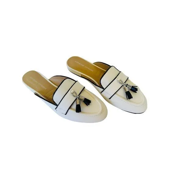 Adrienne Vittadini‎ Saige Tassel Loafer Mule In Smooth White Size 8.5M NWB - Image 11