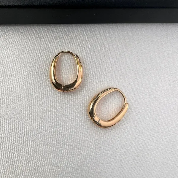 Small Oval Gold Hoop Earrings for Women - Image 2