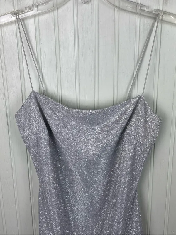 NEW Windsor Silver Glitter Sparkle Slip Dress with Cowl Neck Size Medium Fairy - Image 3