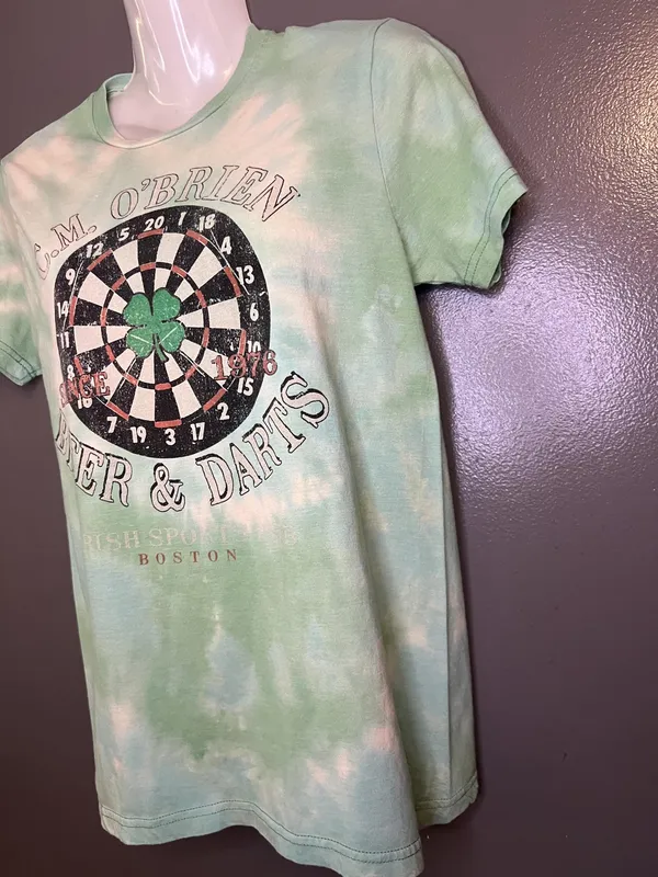 Sonoma Shirt Womens Small Green Tie Dye C.M. O'Brien Beer Darts Graphic Tee Top - Image 4